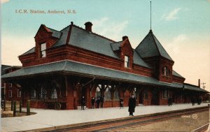 ICR Station Amherst NS Nova Scotia Intercolonial Railway Station Postcard G12