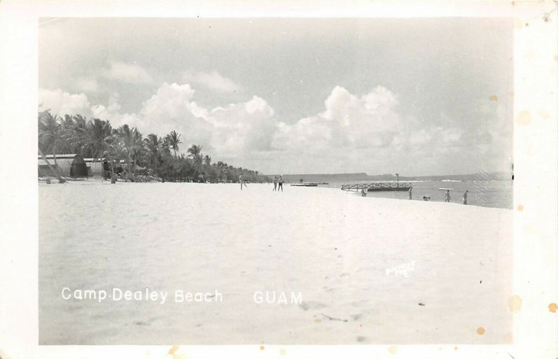 GUAM 1940s WWII Era RPPC Real Photo Postcard Camp Dealey Beach 