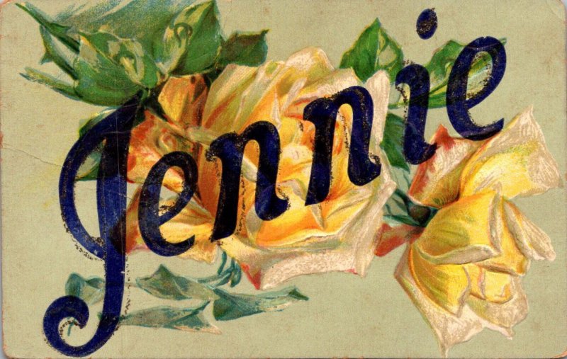 Name Card Jennie With Yellow Roses