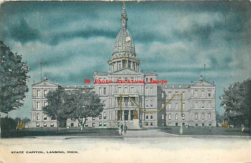 MI, Lansing, Michigan, State Capitol Building, Embossed, 1906 PM