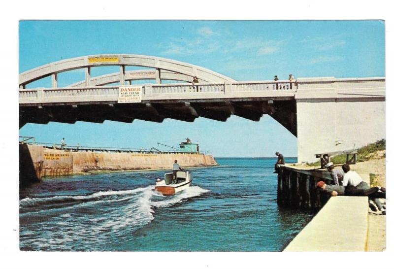 Going Fishing Florida Speedboat Bridge Motorboat Postcard