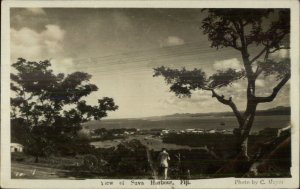 Suva Harbor Fiji c1920 Real Photo Postcard