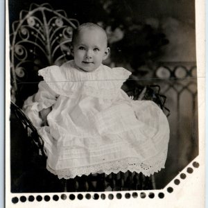 ID'd c1910s IA Cute Baby Boy Large Dress RPPC Smile Real Photo Simonsen A129