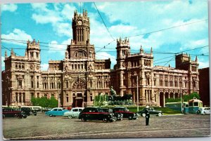 Postcard Spain Madrid Post Office 40s cars