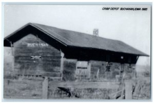 c1985 CRI&P Depot Buchanan Iowa Vintage Train Depot Station RPPC Photo Postcard