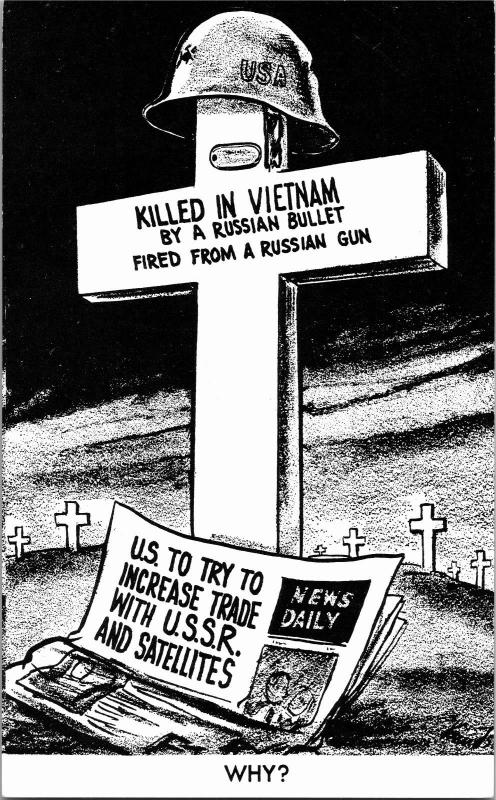 Political Cartoon Anti War, Vietnam, Russia USSR  Vintage c1966 Postcard G12