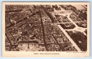 PARIS aerial view Place Vendome et le Carrousel FRANCE Postcard