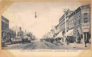 Main Street Looking West Bank Shawnee Oklahoma 1905c Albertype postcard