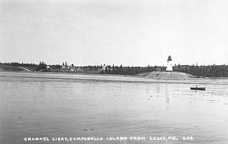 Campobello Island From Lubec ME Channel Lighthouse Real Photo Postcard