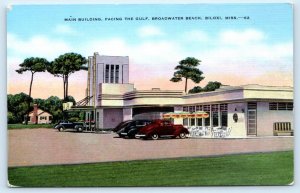 BILOXI, MS Mississippi ~ BROADWATER BEACH  c1940s Cars Roadside Linen Postcard