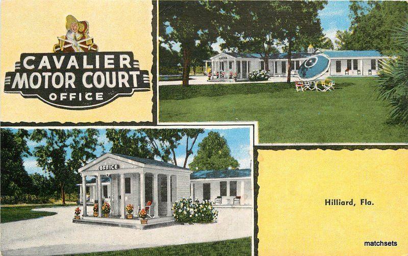 1940s HILLIARD FLORIDA Cavalier Motor Court KROPP Linen postcard 2439