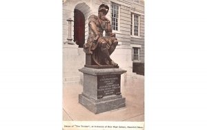 Statue of The Thinker in Haverhill, MA at Entrance of New High School.