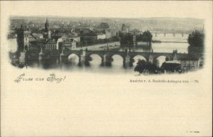 Gruss Aus Prag Prague Czech c1900 Postcard ANSICHT v.d. RUDOLFS ANLAGEN