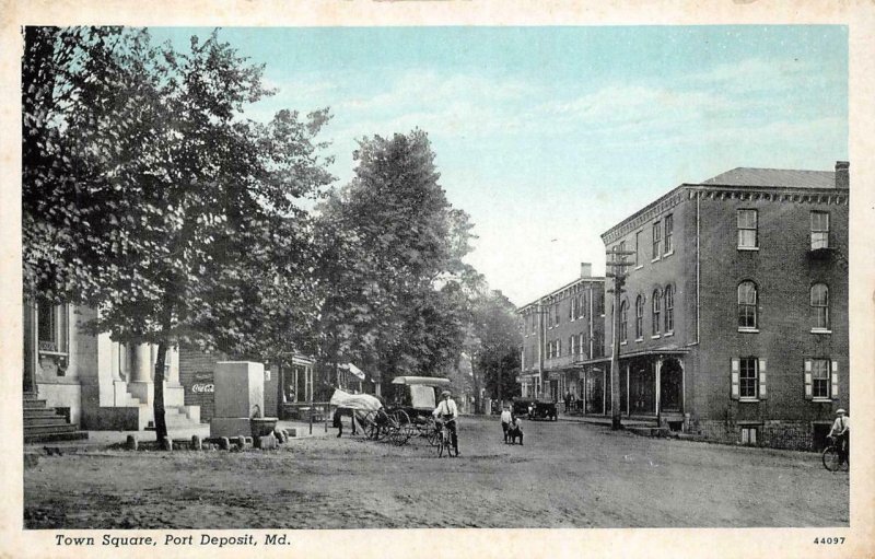 TOWN SQUARE PORT DEPOSIT MARYLAND POSTCARD (c. 1915)