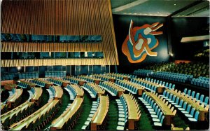 United Nations General Assembly Hall Headquarters Mural Postcard 