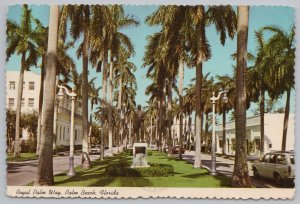 State View~Statue @ Royal Palm Way Palm Beach Florida~Continental Postcard