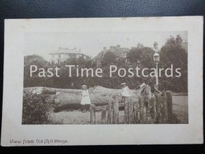 c1909 - View from Old Mill House - showing two girls playing on felled tree