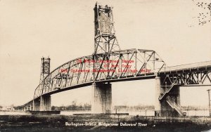 NJ, Burlington, New Jersey, RPPC, Bristol Pennsylvania, Truss Bridge over River