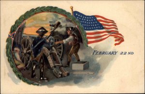 American History February 22nd Minuteman Cannon Revolution c1910 Postcard