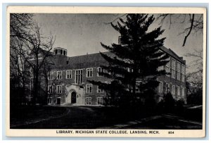 1937 Library Michigan State College Lansing Michigan MI Vintage Posted Postcard