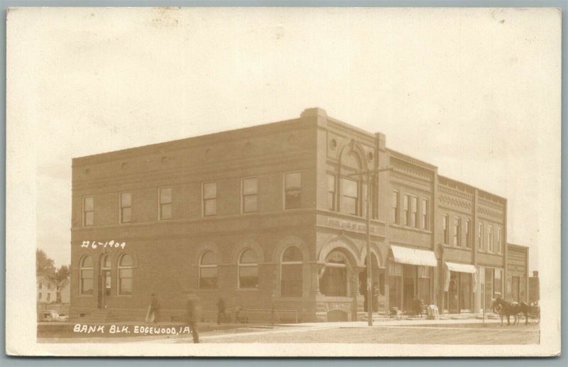 EDGEWOOD IA BANK BUILDING ANTIQUE REAL PHOTO POSTCARD RPPC