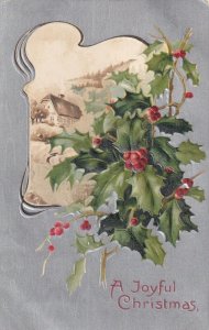 CHRISTMAS, 1900-10s; Country Scene, Branch full of Holly, WINSCH