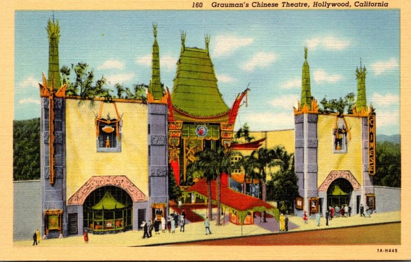 California Hollywood Grauman's Chinese Theatre Curteich