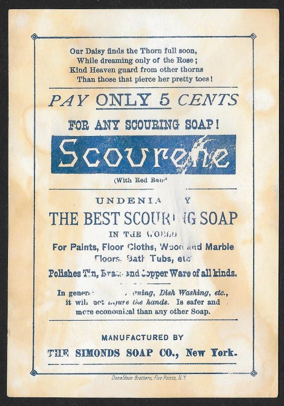 VICTORIAN TRADE CARD Scourene Soap Naked Sitting Baby