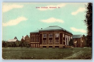 Grinnell Iowa IA Postcard Iowa College Building Exterior Scene 1910 Antique Tree