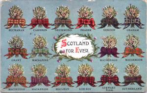 Scotland Forever Names Fraser Graham Stewart Macdonald Mackenzie Postcard D62