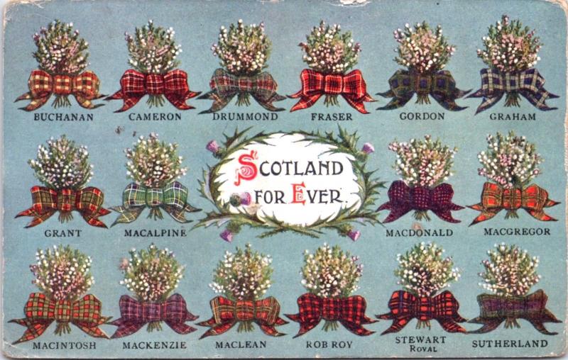 Scotland Forever Names Fraser Graham Stewart Macdonald Mackenzie Postcard D62