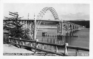 RPPC YAQUINA BAY BRIDGE Newport, Oregon ca 1940s Vintage Real Photo Postcard