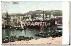 Italy Italia Genova Old Postcard Il Porto (boat)