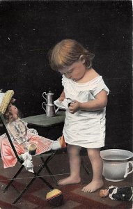 Little girl and her doll Tea Party Unused 