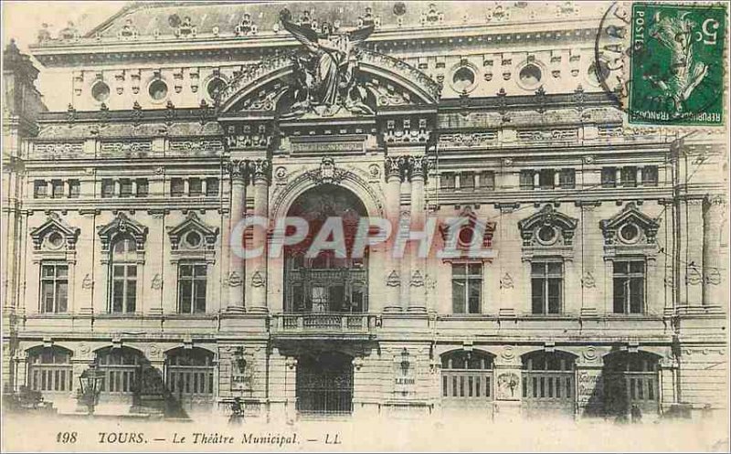 Postcard Old Tours Municipal Theater