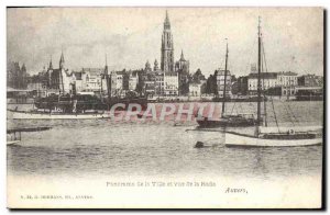 Old Postcard Antwerp Panorama Of The City And The View From Rade Boat