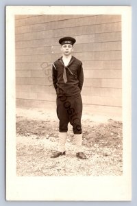 JH6/ U.S. Navy Sailor Ambrose Szanto RPPC Postcard c1940s Uniform 276