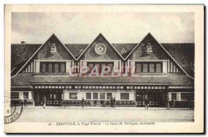 Old Postcard Deauville flowered beach station