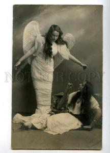 3161993 GIPSY Woman & Winged ANGEL Long Hair Vintage PHOTO PC