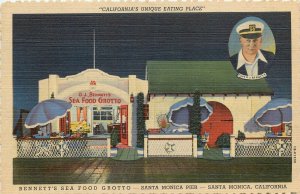 Postcard 1940s California Santa Monica Bennett Seafood restaurant CA24-2268