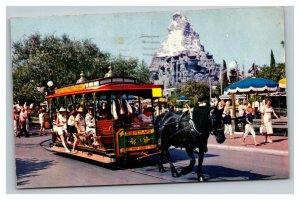 Vintage 1961 Postcard Disneyland Horse-Drawn Streetcar Matterhorn Anaheim CA
