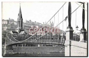 Postcard Old Lyon Suspension Bridge and the Church of St. George