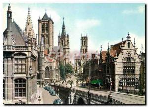 Postcard Modern Ghent Saint Nicolas Church Belfry and Church Bavo