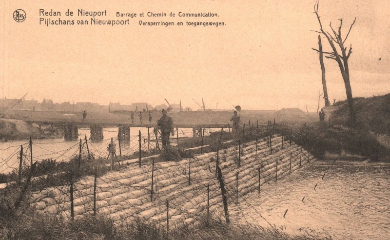 Vintage Postcard 1910s Redan de Nieuport Barrage Chemin de Communication Belgium