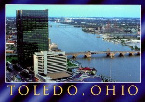 Ohio Toledo Aerial View Showing Drawbridges Over Maumee River