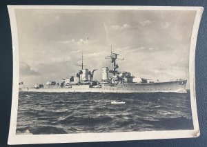 Mint Germany Real Picture Postcard RPPC German Navy Light Cruiser In High Seas