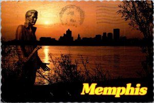 Tennessee Memphis Skyline At Twilight 1986