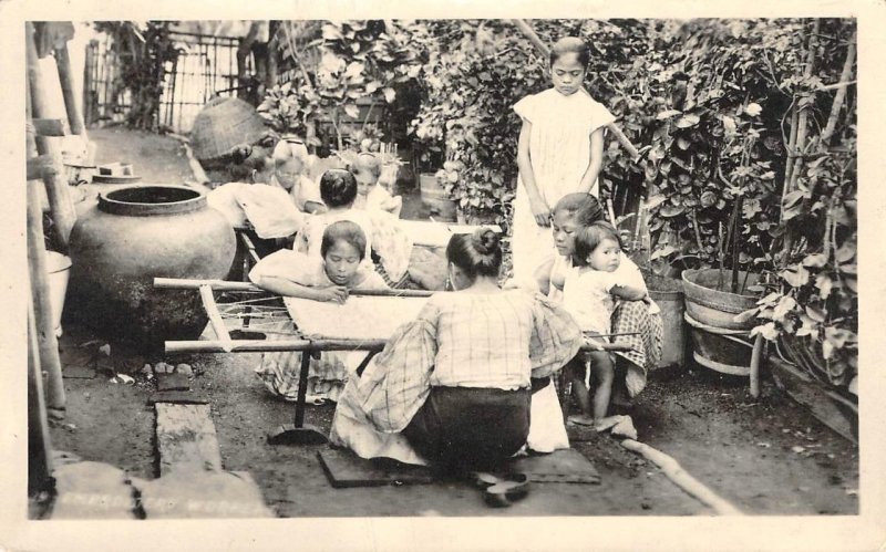 Embroidery Workers RPPC MANILA, PI Philippines 1924 Vintage Photo Postcard
