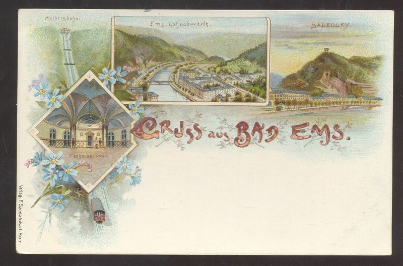 1900 GRUSS AUS BAD EMS GERMANY GERMAN MULTI VIEW VINTAGE POSTCARD