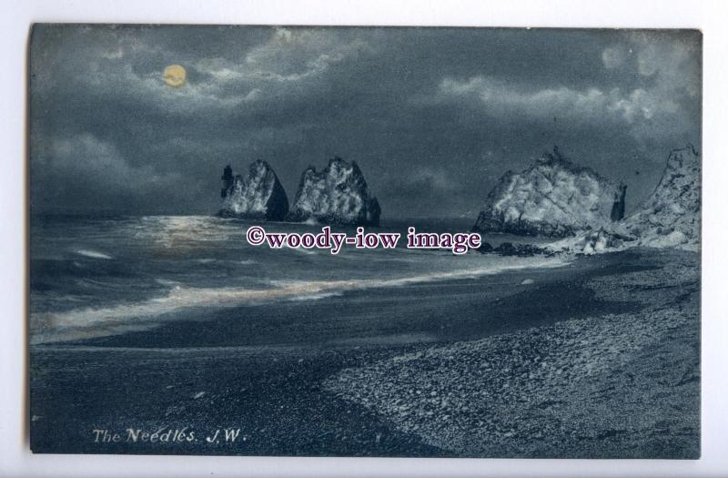 h1820 - Isle of Wight , The Needles under a Full Moon at Alum Bay - Postcard